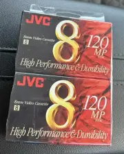 JVC MP 120 Min Video 8 / 8mm Blank Camcorder Videotapes - 2 Pack - Brand NEW