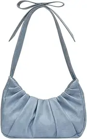[Generic] Knot Shoulder Bags for Women PU Leather Cute Soft Small Purses Ruched Underarm Bag Satchel Bag for Outing Daily Date Shopping