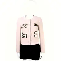 在飛比找Yahoo奇摩購物中心優惠-MOSCHINO 粉色裁縫拼貼設計排釦外套