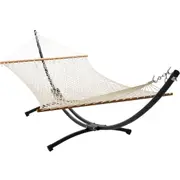 12ft Steel Arc Hammock Stand & Resort Polyester Rope Hammock