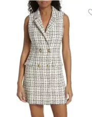 ALICE OLIVIA JORDY DOUBLE BREASTED TWEED TUXEDO MINI SLEEVELESS DRESS SIZE 6 Nwt