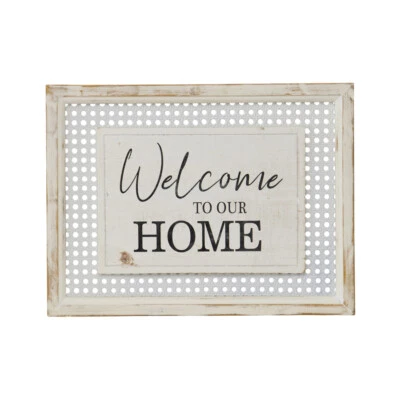 Willow & Silk White 40cm Plaque Sign 'Welcome to our Home' Wall Art/Home Decor
