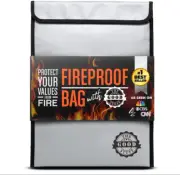 Fireproof Document Bag Legal Size 15" X 11" - Water and Fire Resistant