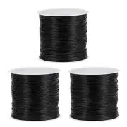 Elastic Cord DIY Making Stretchy String Craft Wire, Black, 3 Rolls