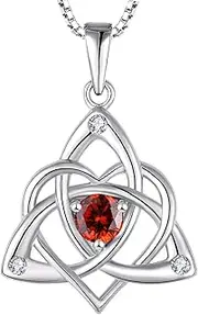[starchenie] Celtic Knot Necklace for Women 925 Sterling Silver Trinity Love Knot Pendant Birthstones Jewelry