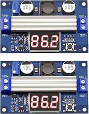 DC-DC Adjustable Boost Power Module Board 100W High Power Output 3.5-35V Power Regulator Board with LED Digital Voltage Meter(2PCS)