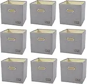 9X Pack 27x27x27 CM Grey Fabric/Plastic Storage Cube Storage Box Foldable Folding Cube Toy Organiser