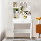 Dressing Table Set with 10 LED Bulbs Light Mirror Drawers Vanity Make up Desk