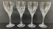 Set 4 Lenox Debut Swirl Gold Rim 8 1/4" Water Wine Glasses