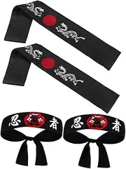 [ORFOFE] 4pcs Japanese Style Headbands Karate Training and Kitchen Costumes Quick Dry Comfortable Authentic Aesthetic for Outdoor Activities and Sushi Party Favors