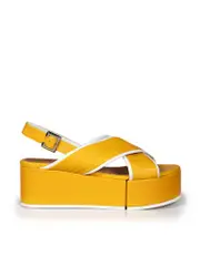 Yellow Leather Platform Sandals
