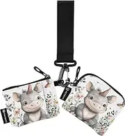 [Caihoyu] Cute Rhinopithecus White_2 Women's Dual Wallets Busniess Card Cases Thin Flat Women's Money Organizers with Wristle Strap for Work Travel 2 Pcs, Multicolor, 4.13"(L) x 3.5"(W), Travel Accessory