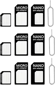 4 in 1 Nano SIM Card Adapter, 3 Set SIM Card Adapter, Sim Adapter Set Sim Card Adapter with SIM Ejector Pin Compatible with Mobile Phone
