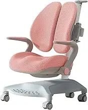 Kids Desk Chair with Wheels Kids Learning Computer Chair with Armrests, Adjustable Height and Depth Ergonomic 360° Swivel Chair for Boys and Girls (Color : Pink)