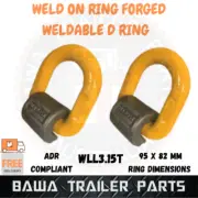 2x Weld on Forged Ring Trailer Tie Down Anchor Point Weldable Lashing D Ring 3T