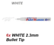 Artline Permanent PAINT Marker 400XF Bullet 2.3mm - 6x WHITE