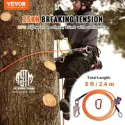 Steel Core flipline 1/2" x 8' Arborist Flipline Flip Line for Tree Climbing with Alloy Steel Snap Hook Aluminum Alloy Carabiner and Extra Tool Lanyard