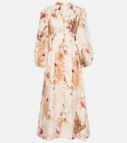 [Zimmermann] Zimmermann Ascension floral linen midi dress AU 6 pink