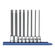 Gearwrench 80573 8 piece 3/8" Drive Metric Long Ball Hex Bit Socket Set w/Rail