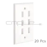 Keystone Jack Wall Plate 6 Hole Port Faceplate Network CAT5e CAT6 White 20 Pack