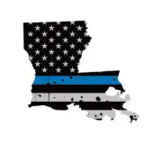 Distressed Thin Blue Line Louisiana State Shaped Subdued US Flag Sticker