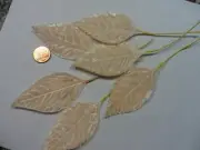 3 Inch Light Peach Velvet Single Rose Leaves - set of 6 - Vintage