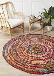 Rug Culture Multi Handmade Cotton Bohemian Flatwoven Round Rug