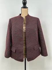 Anne Klein Women’s Mandarine Collar Jacket Black/Cinnamon Size 16