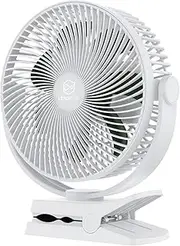 LEMOISTAR Battery Operated Clip on Fan, 4 Speeds, 8 Inch, Max 38 Hrs, 10000mAh Rechargeable USB Powered Personal Fan for Baby Stroller, Golf Cart, Camping (White)