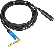 Generic 1/4 Inch Right Angle 6.35mm Male to Female Stereo Extension Cable Aluminum Alloy Male to Female Stereo Headphone Extension Cord for Home Theater