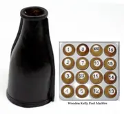Kelly Pool Wooden Marbles and Black Leather Shaker Bottle