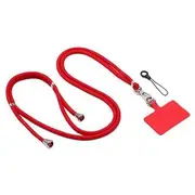 Adjustable Rope Phone Lanyard with Lanyard Pad 240103 - Set - Neck Phone Strap & Tether Tab - Red - One Size