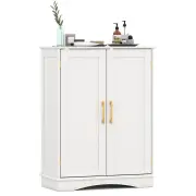CostwayBathroom Floor Storage Cabinet 80 cm Freestanding Cupboard Buffet Cabinet-White