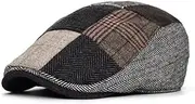 [Generic] Patch Flat Cap Scally Cap for Men Scottish Hat Driving Cap Ivy Cap Irish Flat Hat Newsboy Cap