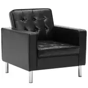vidaXL Armchair Single Sofa Lounge Chair Living Room Office Black Faux Leather