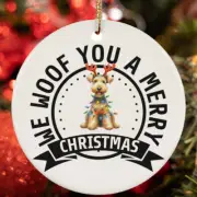 We Woof You A Merry Christmas Airedale Terrier Dog Lover Ornament Gift Decor
