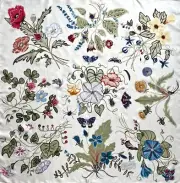 New Gucci Unisex Scarf Logo Kris Knight Floral Print Ivory Multicolor Silk Wrap