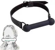 Silicone Open Mouth Gag Dog Bones Gag Mouth Pet Bone Bite Ball Gag BDSM Fetish Slave Restraints Bondage Sex Toys (Black)