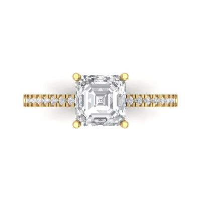 2.7Ct Asscher Cut White Sapphire Solid Gold Engagement Promise Statement Ring