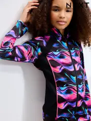 Black/Pink Wave Sports Zip Through Jacket (3-16yrs) (F34296) | $46 - $59
