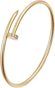 [Consinerid] Nail Bracelet with Crystal Oval Design With Cubic Zirconia Love Nail Bangles For Women Girl(Color Gold, Yellow Gold)