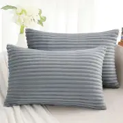 Decorative Throw Pillow Covers 12x20 Set of 2, Soft 20" x 12" (Pack of 2) Grey