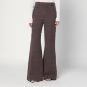 [Chloé] Brown flared checkered wool trousers 38 FR Brown