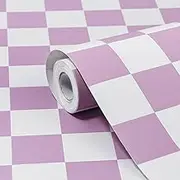 Amiya Checkered Wallpaper Peel and Stick Purple Checkerboard Contact Paper 17.3”X120”Modern Lavender Self Adhesive Vinyl Removable Wall Paper Mosaic for Shelf Liner, Bedroom,Cabinets,Living Room