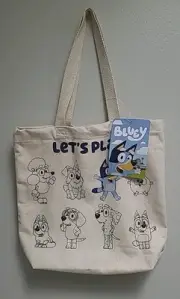 Bluey Canvas Tote Bag Lets Play Lunch School Tote Camp Groceries Reusable New