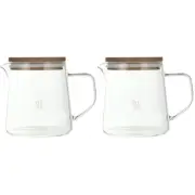2-Piece Glass Coffee Pot Set with Kettle and Milk Frother for Home Use