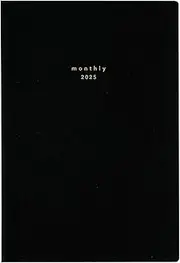 Daigo E9914 Planner, 2025 Schedule Book, Ishoni. Monthly Block, Black, Starts March 2025