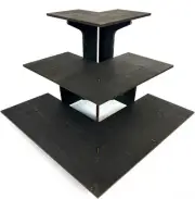 Torched 3-Tier Ebony Retail Table Display Corner Stand with Shelves for Black