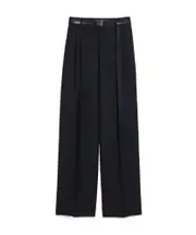 Belt loop wool casual pants IT44 navy blue