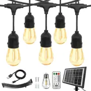 Solar String Lights Outdoor 33FT, 15+1 S14 Edison Bulbs Waterproof and Shatterp